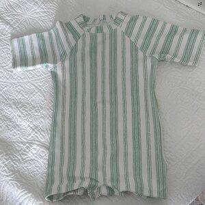 Minnow X Sister Parish Unisex Cumberland Stripe Short Sleeve Rashguard One Piece